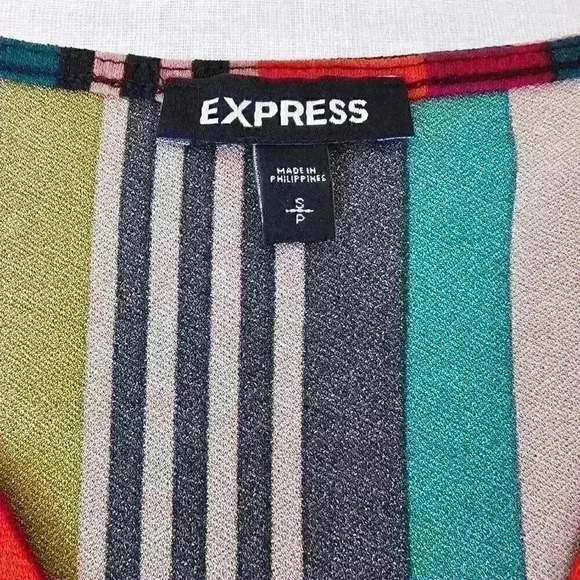 ✨Like New✨ Express Twist Front Striped V-Neck Blouse, Multi, Size S - Picture 3 of 6